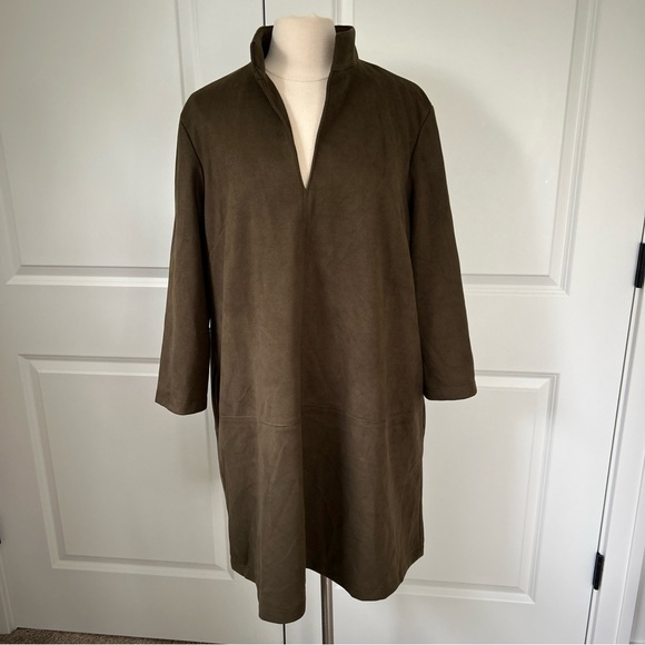 Tuckernuck size XXXL 3XL Vegan Suede Clifton Dress Olive Shift Mini - Picture 1 of 5